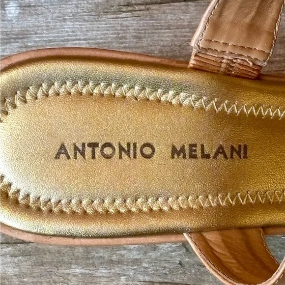 Antonio Melani Jisele Brown Leather Comfort Cork Wedge Heels Slides 9.5M - Picture 7 of 9